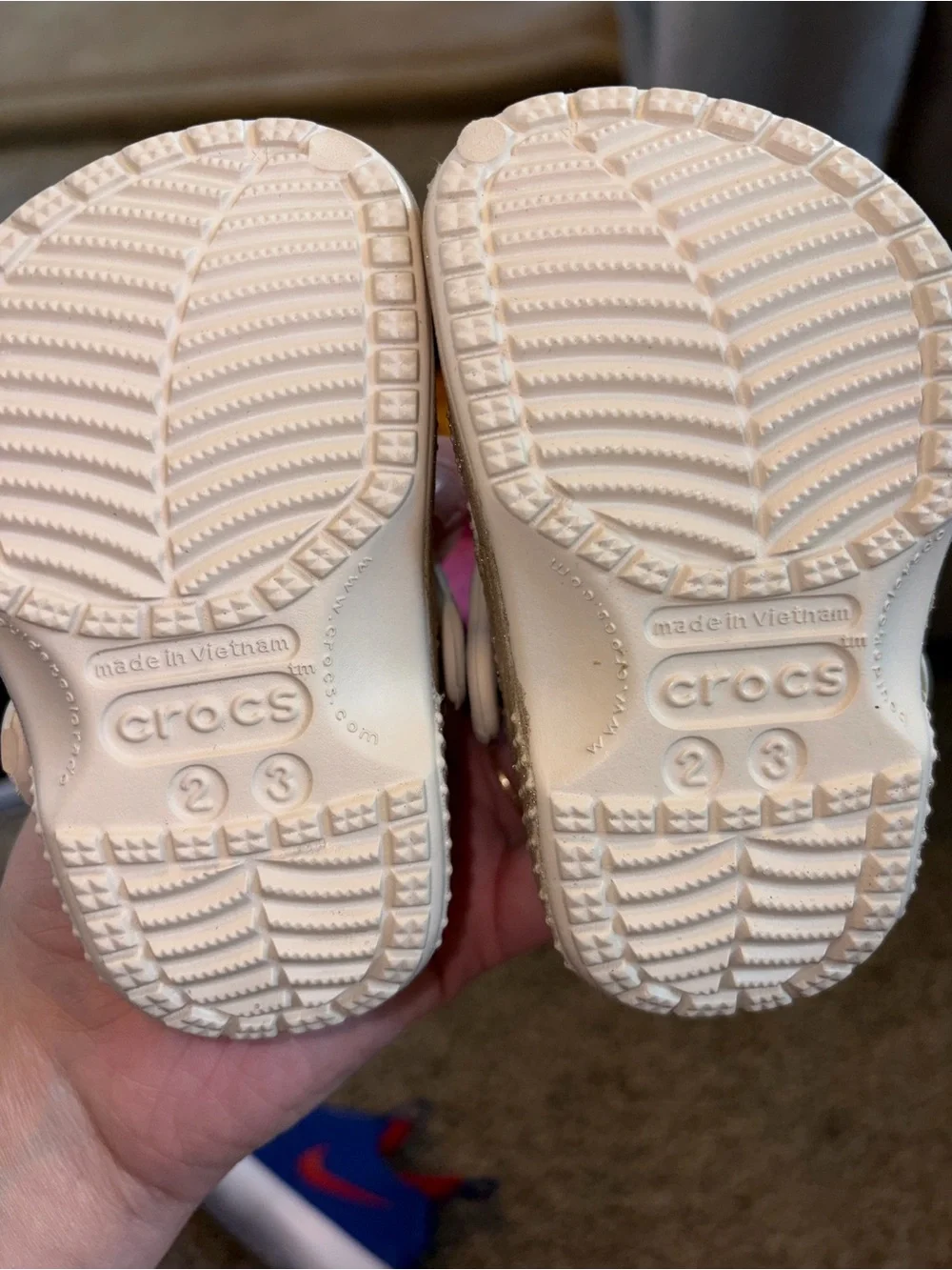 CROCS Kids Glittery Tan Classic Clog